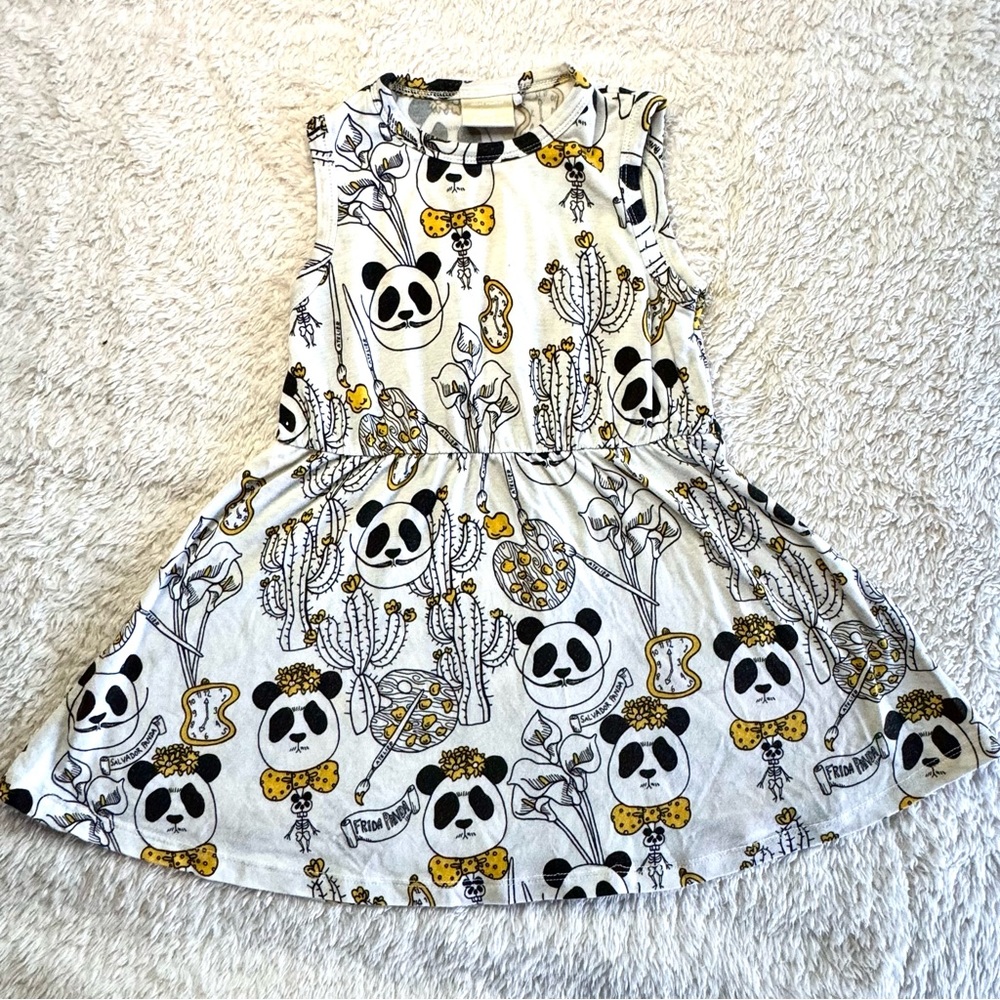 Rare mini rodini Frida Kahlo Salvador Dali panda dress 80 86 18 24 2t